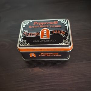Peppermill Resort Hotel - Casino Playing Cards Tin - Black & Orange Pinnoccole